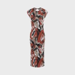 度假风民族异域风地中海复古图案短袖长款连衣裙